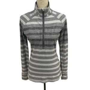 Lululemon Women’s 1/2 Zip Pullover Jacket Sz 6 / 8 Gray Striped Las Vegas Logo